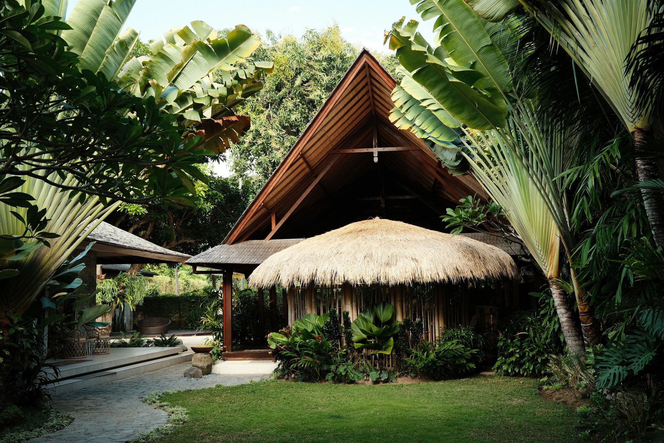 Peaceful resort-style setting suggesting rest and recovery